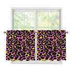 Pink And Yellow Leopard Print Tier Curtains