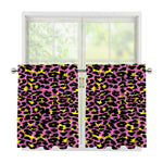 Pink And Yellow Leopard Print Tier Curtains