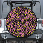 Pink And Yellow Leopard Print Tire Cover