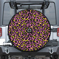 Pink And Yellow Leopard Print Tire Cover With Camera Hole