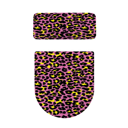 Pink And Yellow Leopard Print Toilet Lid And Tank Cover Set