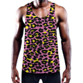 Pink And Yellow Leopard Print Men's Workout Tank Top