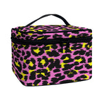 Pink And Yellow Leopard Print Travel Makeup Bag