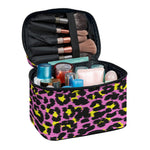 Pink And Yellow Leopard Print Travel Makeup Bag
