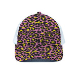 Pink And Yellow Leopard Print White Mesh Trucker Cap