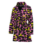 Pink And Yellow Leopard Print Women's Bathrobe