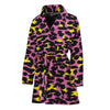 Pink And Yellow Leopard Print Women's Bathrobe