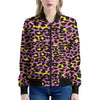 Pink And Yellow Leopard Print Women's Bomber Jacket