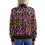 Pink And Yellow Leopard Print Women's Bomber Jacket