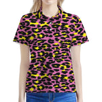 Pink And Yellow Leopard Print Women's Polo Shirt