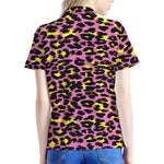 Pink And Yellow Leopard Print Women's Polo Shirt