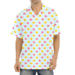 Pink And Yellow Macaron Pattern Print Aloha Shirt