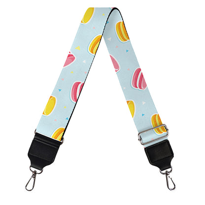 Pink And Yellow Macaron Pattern Print Bag Strap