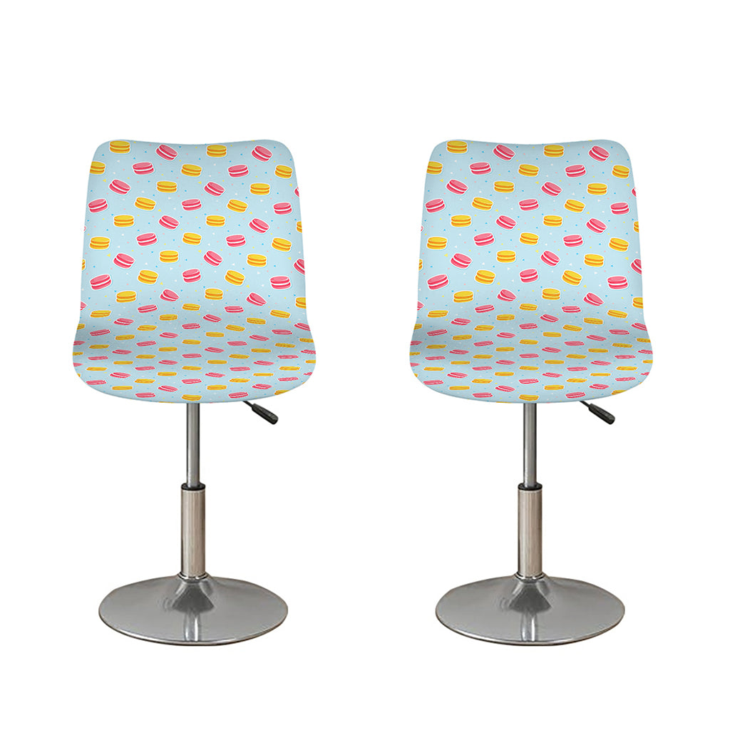 Pink And Yellow Macaron Pattern Print Bar Stool Covers