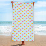 Pink And Yellow Macaron Pattern Print Beach Towel