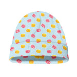 Pink And Yellow Macaron Pattern Print Beanie