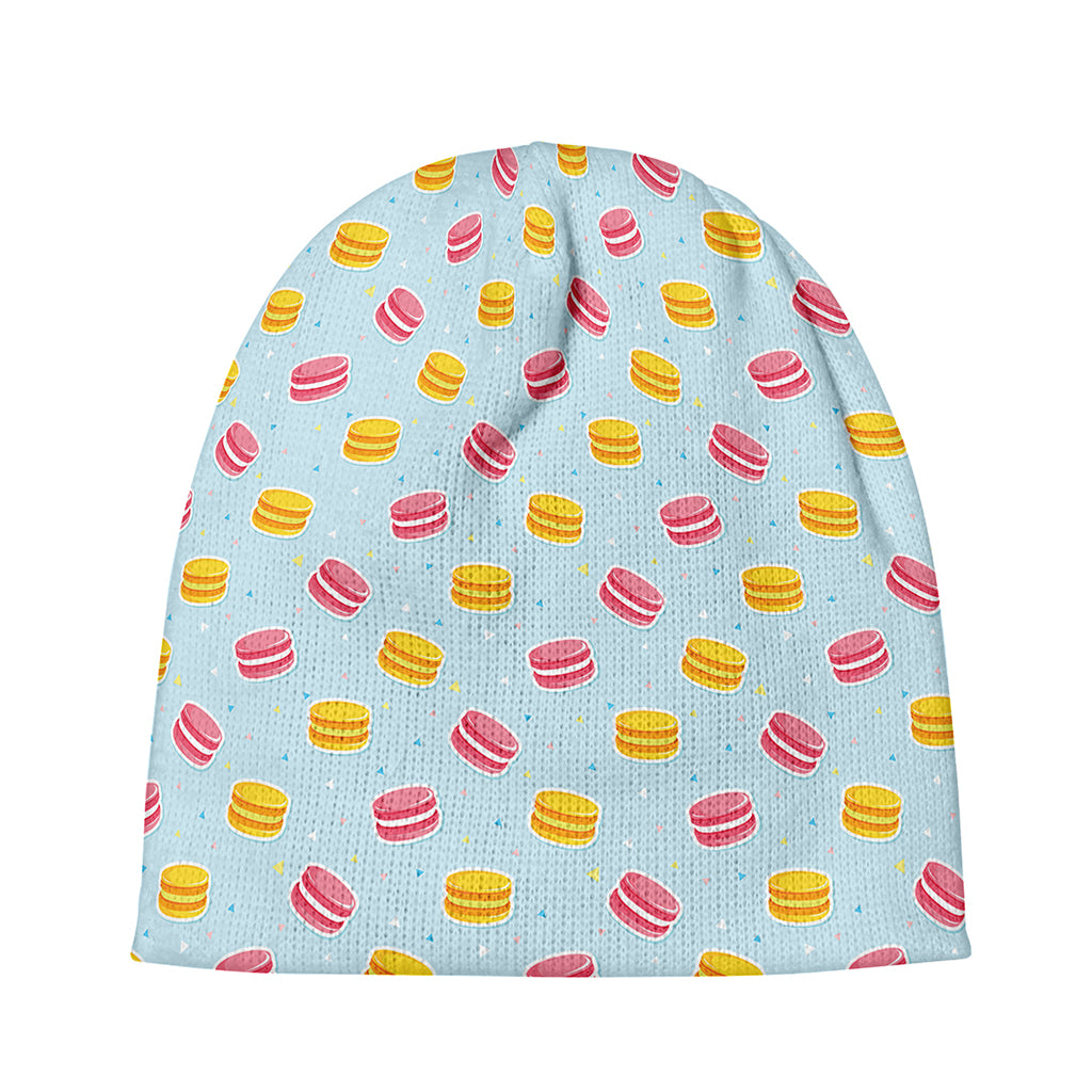 Pink And Yellow Macaron Pattern Print Beanie