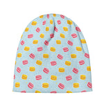 Pink And Yellow Macaron Pattern Print Beanie