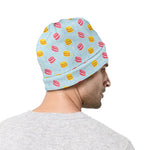Pink And Yellow Macaron Pattern Print Beanie