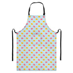 Pink And Yellow Macaron Pattern Print Bib Apron With Pocket