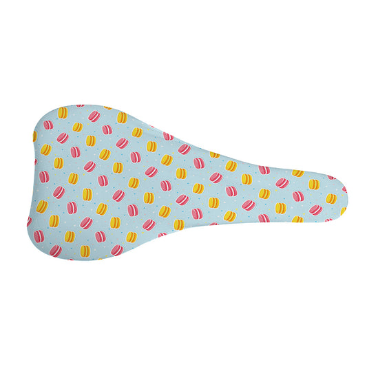 Pink And Yellow Macaron Pattern Print Bicycle Seat Cover