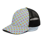 Pink And Yellow Macaron Pattern Print Black Mesh Trucker Cap