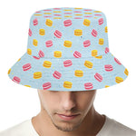 Pink And Yellow Macaron Pattern Print Bucket Hat