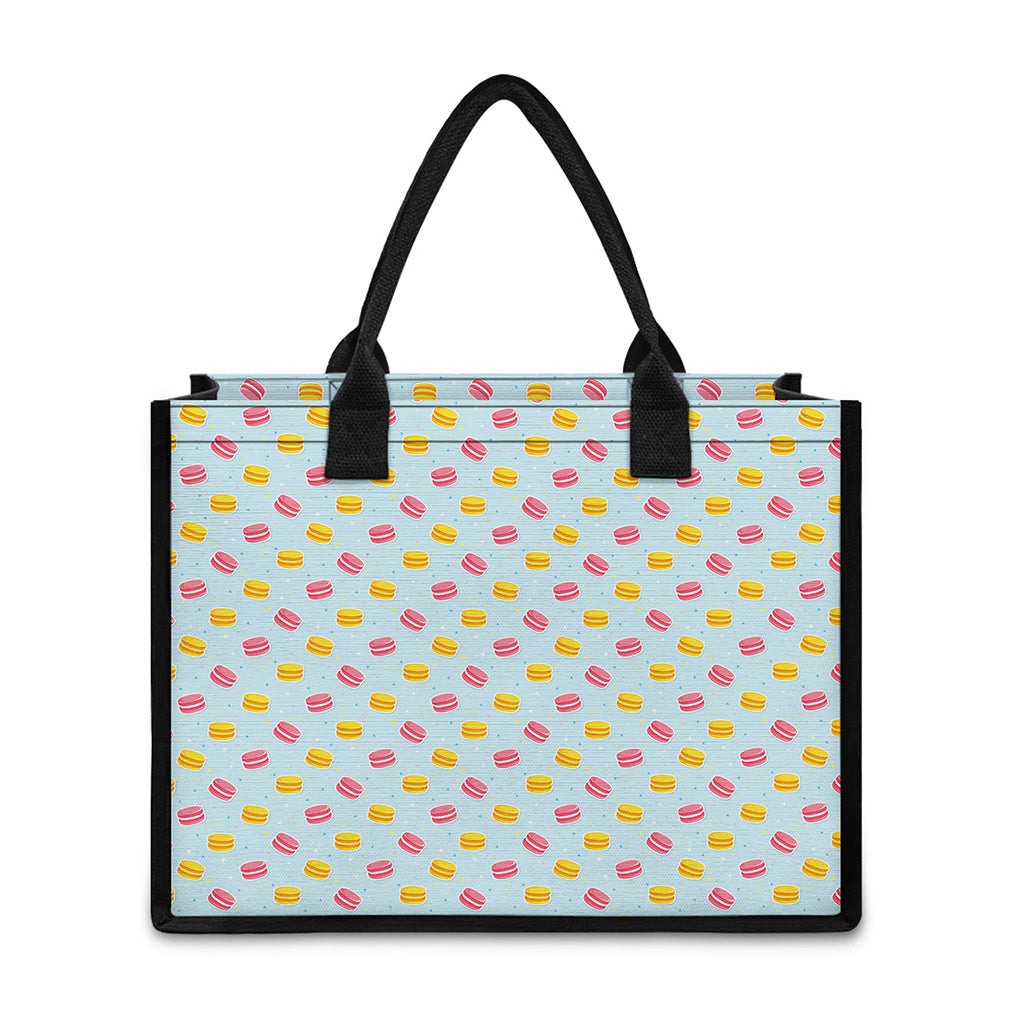 Pink And Yellow Macaron Pattern Print Canvas Tote Bag