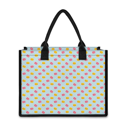 Pink And Yellow Macaron Pattern Print Canvas Tote Bag