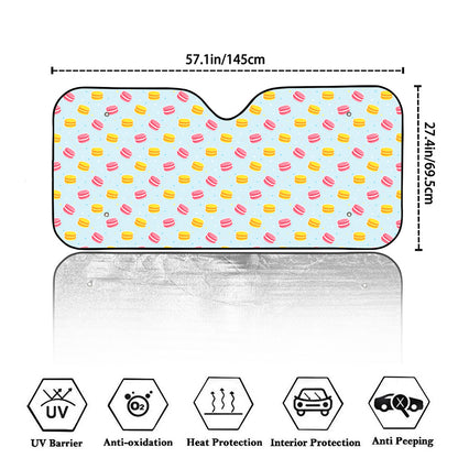 Pink And Yellow Macaron Pattern Print Car Windshield Sun Shade