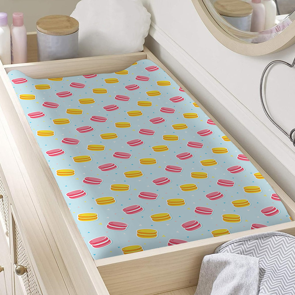 Pink And Yellow Macaron Pattern Print Changing Pad Cover