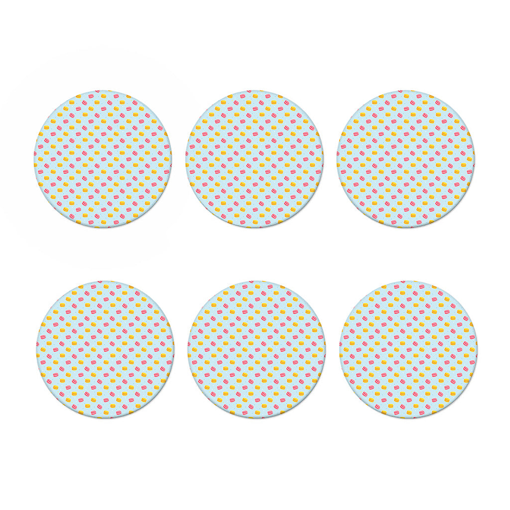 Pink And Yellow Macaron Pattern Print Coaster Set