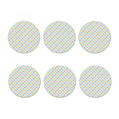 Pink And Yellow Macaron Pattern Print Coaster Set