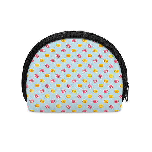 Pink And Yellow Macaron Pattern Print Coin Purse