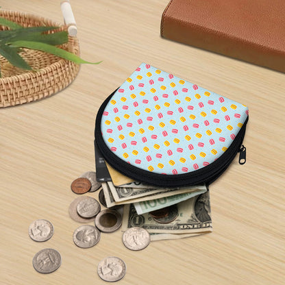 Pink And Yellow Macaron Pattern Print Coin Purse