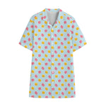 Pink And Yellow Macaron Pattern Print Cotton Hawaiian Shirt