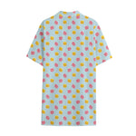 Pink And Yellow Macaron Pattern Print Cotton Hawaiian Shirt