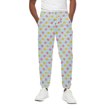 Pink And Yellow Macaron Pattern Print Cotton Pants