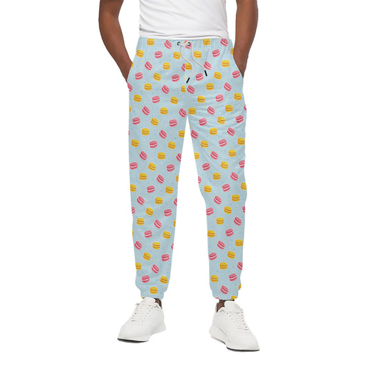 Pink And Yellow Macaron Pattern Print Cotton Pants