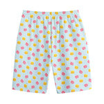 Pink And Yellow Macaron Pattern Print Cotton Shorts