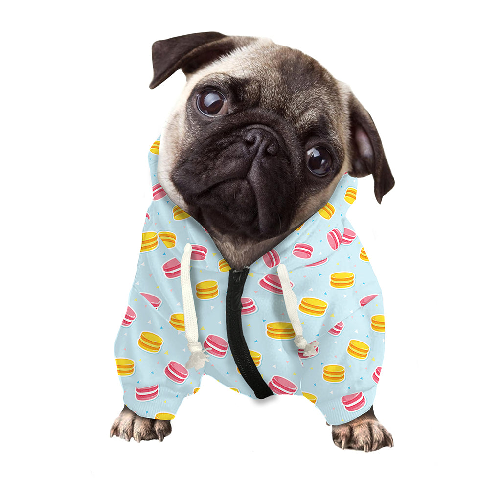 Pink And Yellow Macaron Pattern Print Dog Zip Up Hoodie