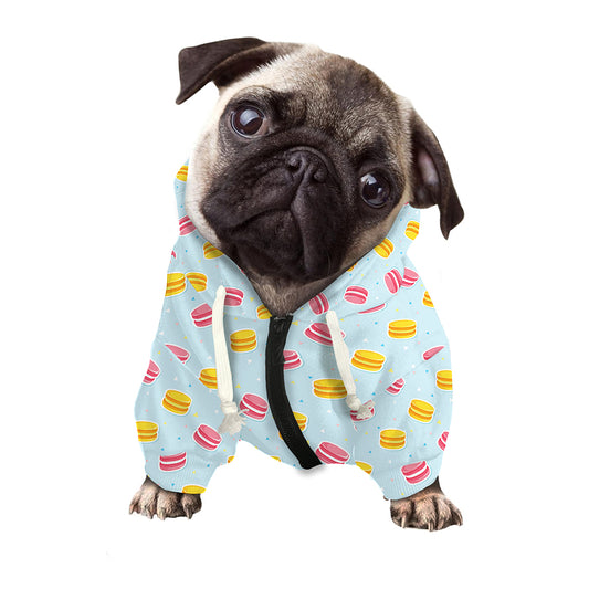 Pink And Yellow Macaron Pattern Print Dog Zip Up Hoodie