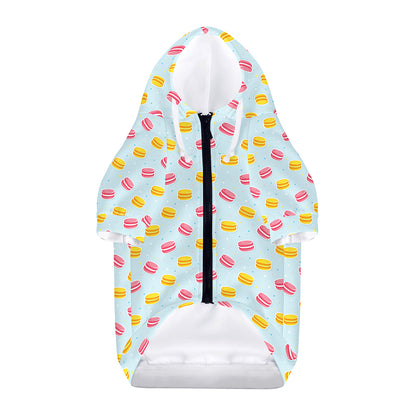 Pink And Yellow Macaron Pattern Print Dog Zip Up Hoodie