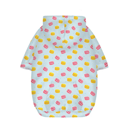Pink And Yellow Macaron Pattern Print Dog Zip Up Hoodie