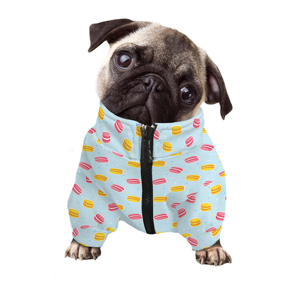 Pink And Yellow Macaron Pattern Print Dog Zip Up Jacket