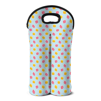 Pink And Yellow Macaron Pattern Print Double Neoprene Wine Tote