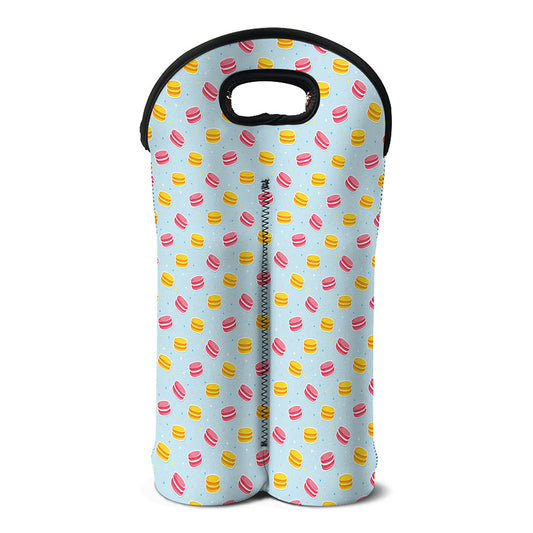 Pink And Yellow Macaron Pattern Print Double Neoprene Wine Tote