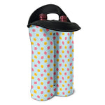 Pink And Yellow Macaron Pattern Print Double Neoprene Wine Tote