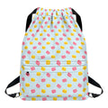 Pink And Yellow Macaron Pattern Print Drawstring Backpack
