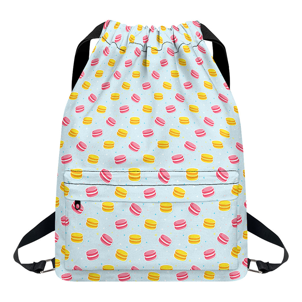 Pink And Yellow Macaron Pattern Print Drawstring Backpack